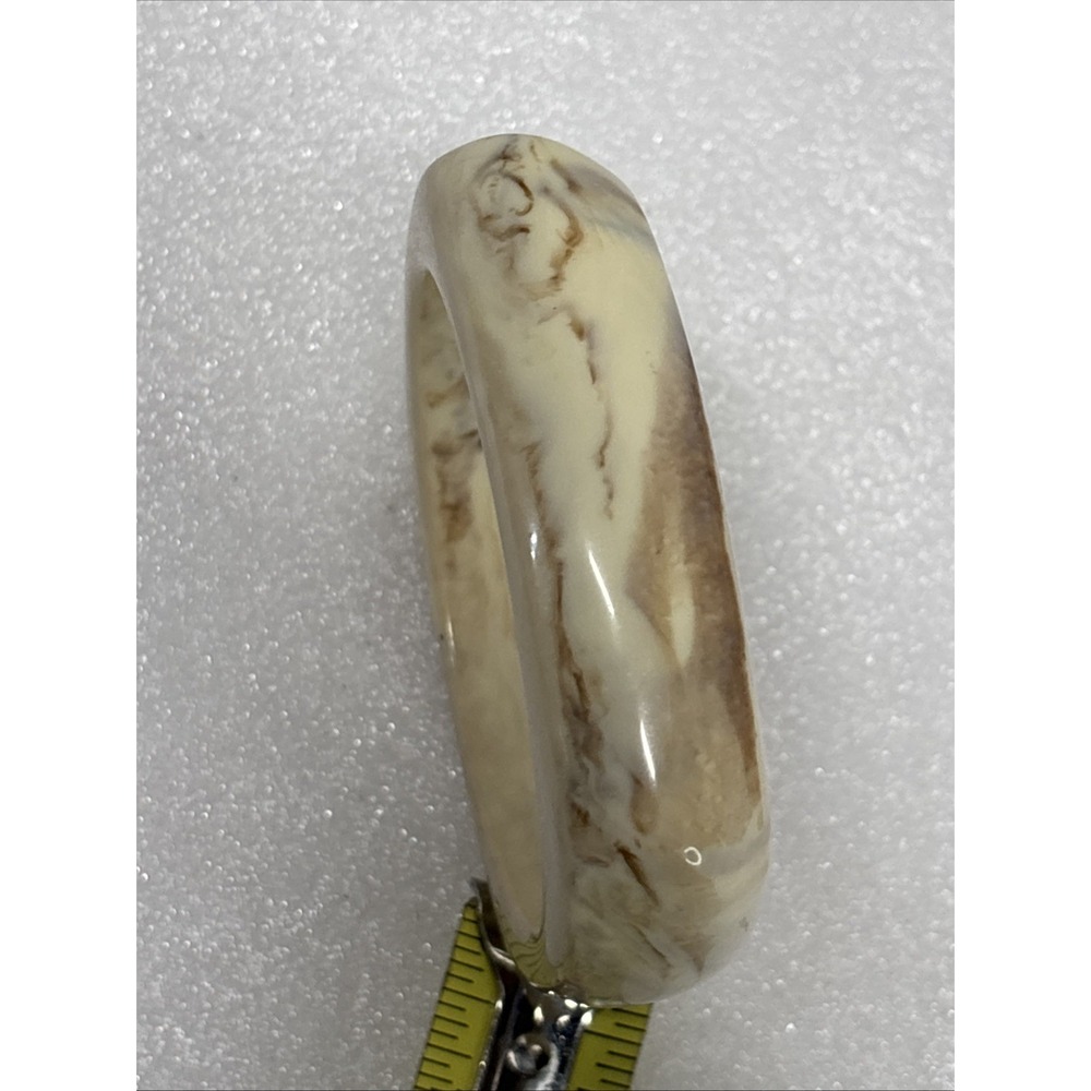Vintage Cream Marbling With Brown‎ Bakelite Octagon Bracelet Bangle